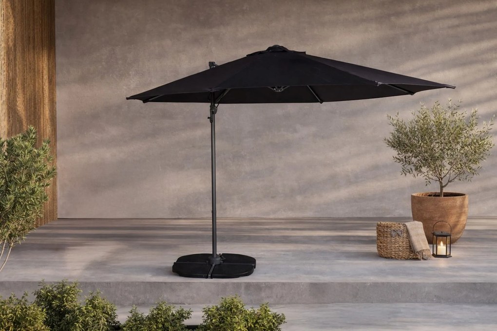 The Outsider Ronde Zweefparasol - Jip - Zwart - 300cm - The Outsider