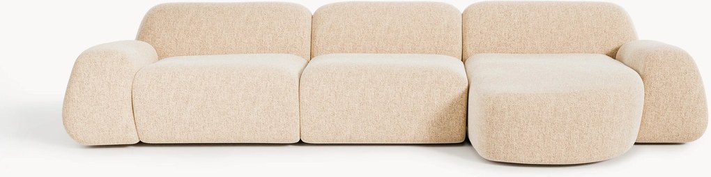 Modulaire bouclé hoekbank Wolke (4-zits)