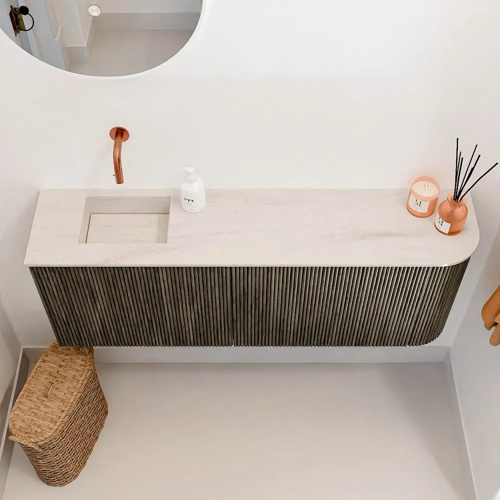 Mondiaz Joya DLux 110cm toiletmeubel ronding rechts shadow met wastafel faye links zonder kraangat meli