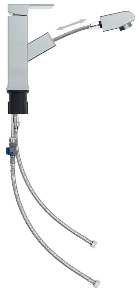 vidaXL Wastafelkraan met uittrekfunctie 157x172 mm verchroomd