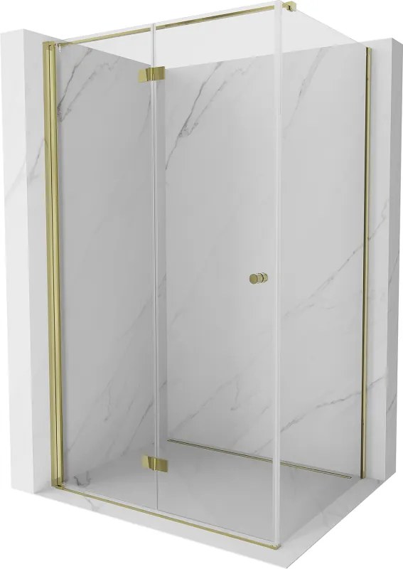 Mexen Mist-F opvouwbare douchecabine links 110 x 80 cm, transparant, goud - 8A6T-110-080-50-00-L