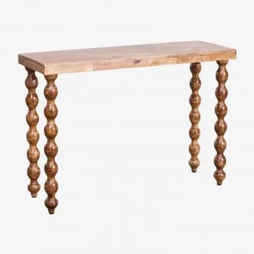 Tessaia Mangohouten Haltafel 115x40 Cm Donker Handvat Hout - Sklum