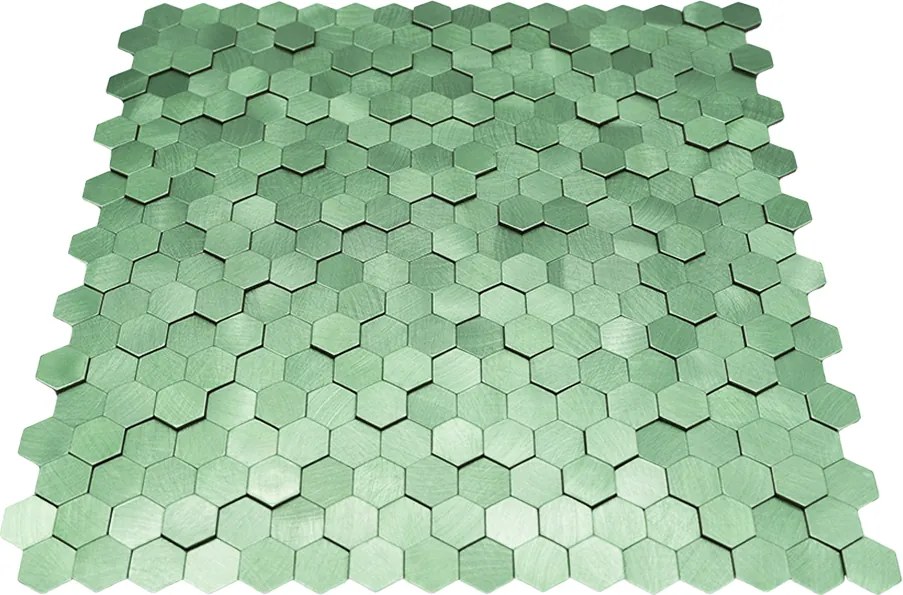 Zelfklevende Mozaïektegels Metaal | Mini Hexagon 3D Pastelgroen | 29,8×30,7 cm | Keuken, Bad & WC