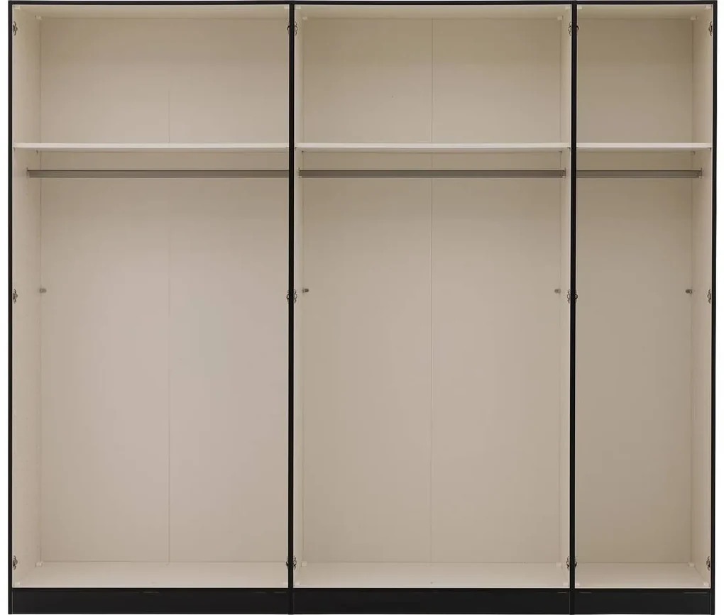 Goossens Kledingkast Easy Storage Ddk, Kledingkast 253 cm breed, 220 cm hoog, 4x glas draaideur en 1x spiegel draaideur midden