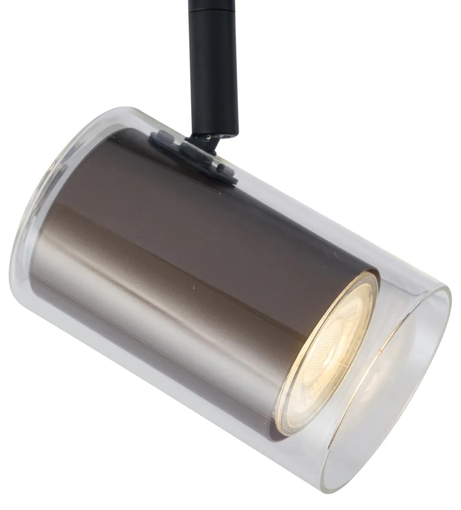 Moderne spot donker brons met helder glas voor railsysteem 1-fase - Iconic Lloyd