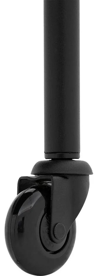 Goossens Excellent Eetkamerstoel Leogang zwart leer met armleuning en Zwart skater wiel met zwarte kapmet wielen, elegant chic