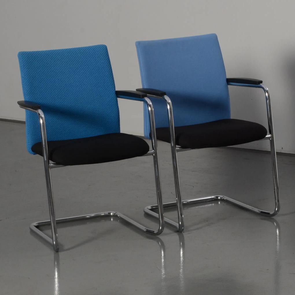 Comforto vergaderstoel, set van 2 stoelen, blauw / zwart, sledeframe