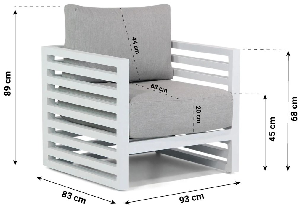 Stoel en Bank Loungeset 4 personen Aluminium Wit  Santika Furniture Santika Jaya