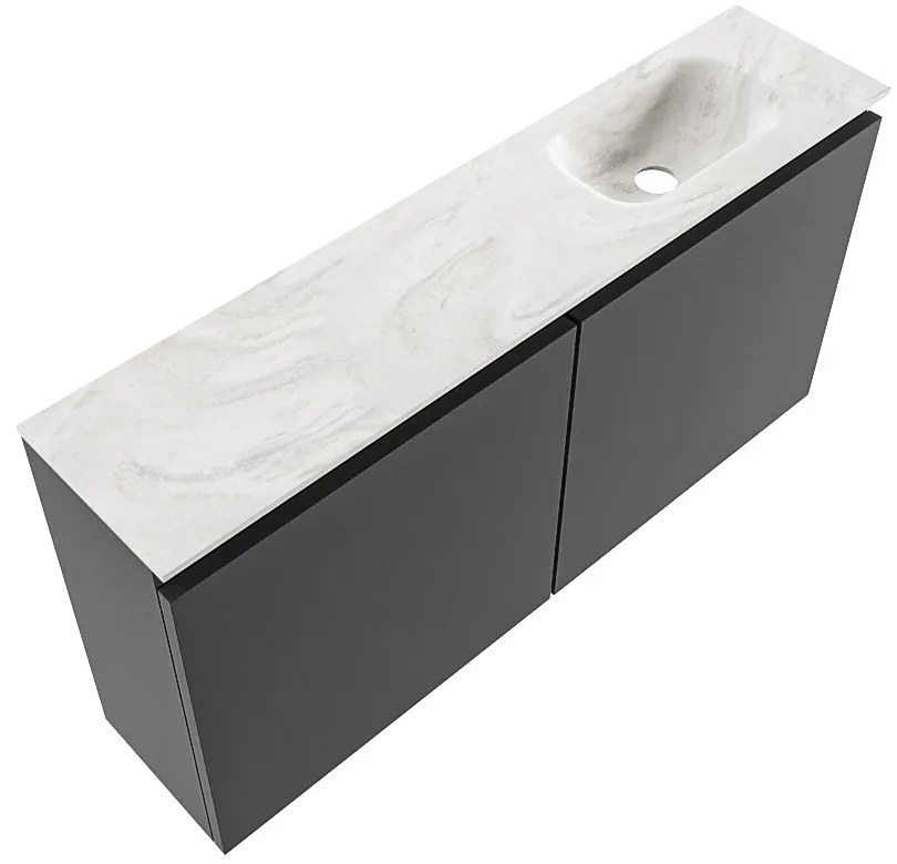 Mondiaz Ture DLux toiletmeubel 100cm dark grey met wastafel ostra rechts met kraangat