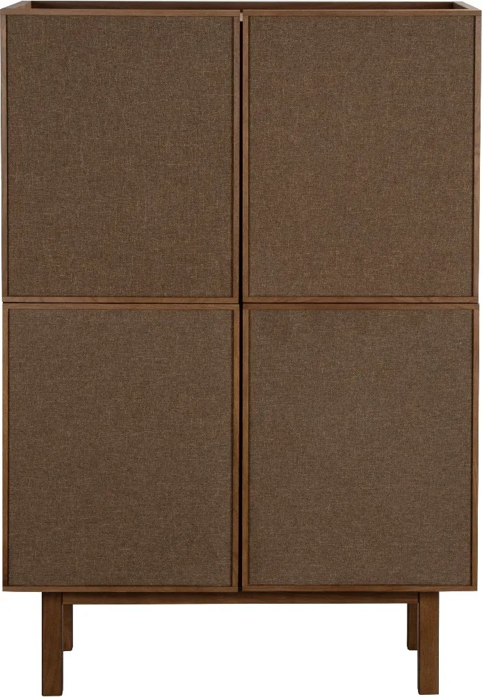 Walnoot Wandkast Met Stoffen Deuren - 80x40x120cm.
