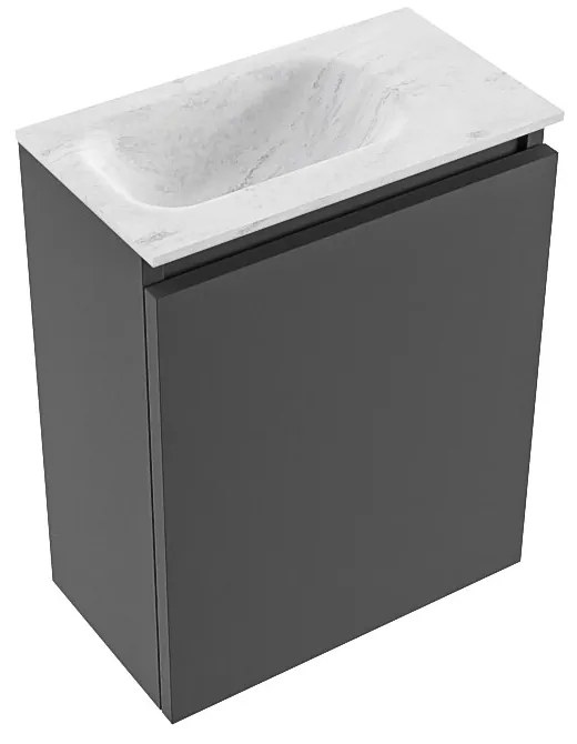 Mondiaz Ture DLux toiletmeubel 40cm dark grey met wastafel opalo links zonder kraangat