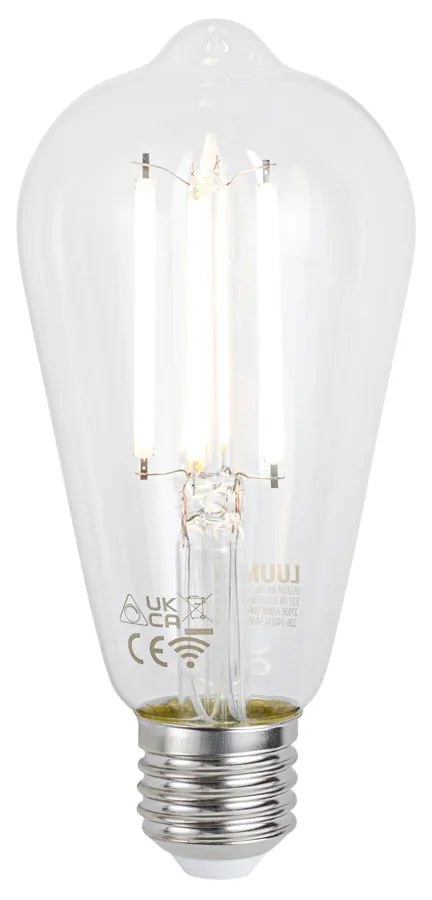 Smart tafellamp zwart met smoke glas 2-lichts incl. 2 Wifi ST64 - Laura Modern E27 rond Binnenverlichting Lamp