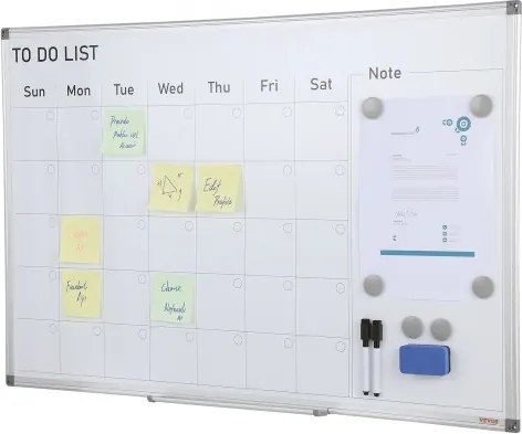 VEVOR Kalender Whiteboard Beschrijfbaar Magnetisch Bord 915 x 610 mm, Memobord Whiteboard inclusief 2 Whiteboardstiften + 6 Magneten + 1 Magnetische Wisser, Whiteboard Droog Uitwisbare To-do Lijst Kantoor