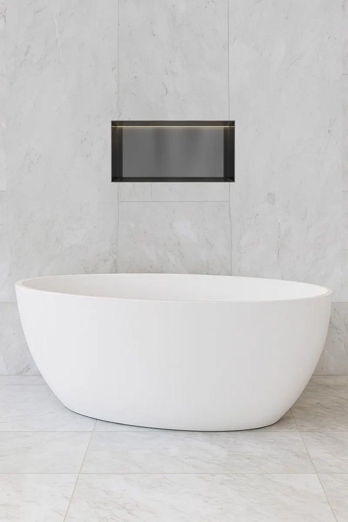Hotbath &More frameless inbouwnis met verlichting 30x60x10cm geborsteld zwart PVD