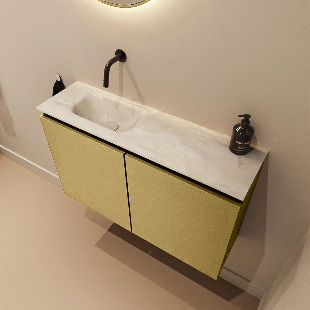 Mondiaz Ture DLux toiletmeubel 80cm oro met wastafel ostra links zonder kraangat