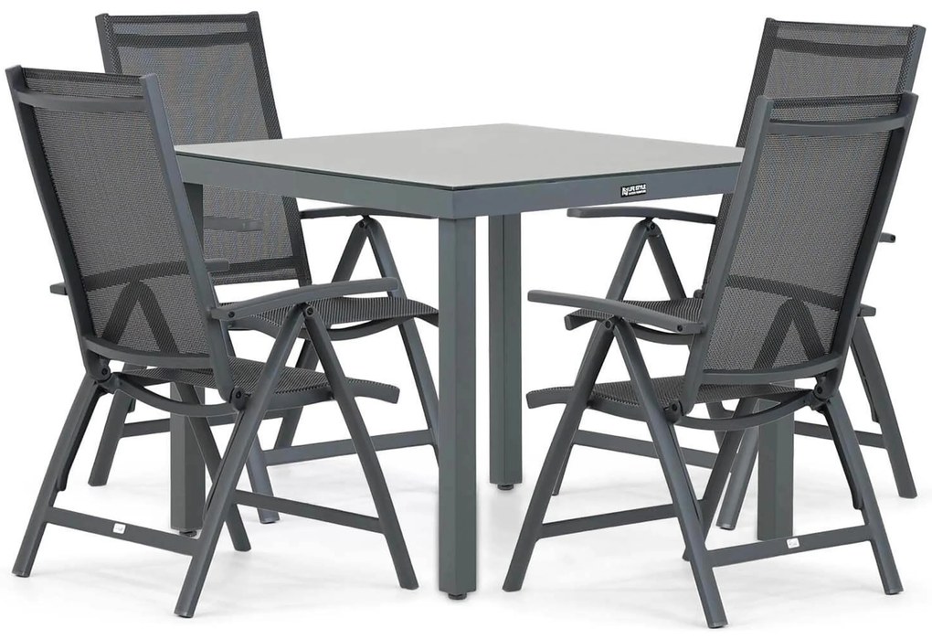 Tuinset 4 personen 90 cm Aluminium/textileen Grijs Presto Vasto/Porto