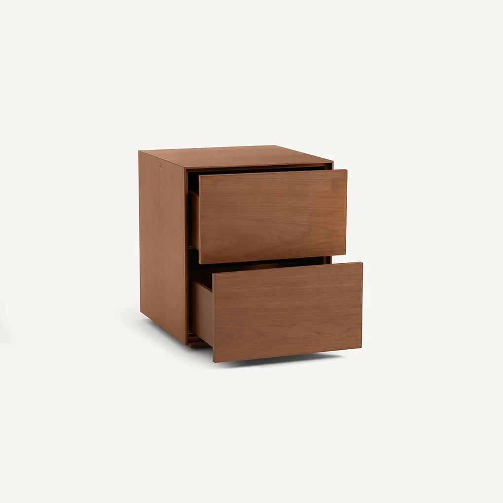 MDF met notenhout gefineerd bureauonderstel met 2 laden, MIKUBE