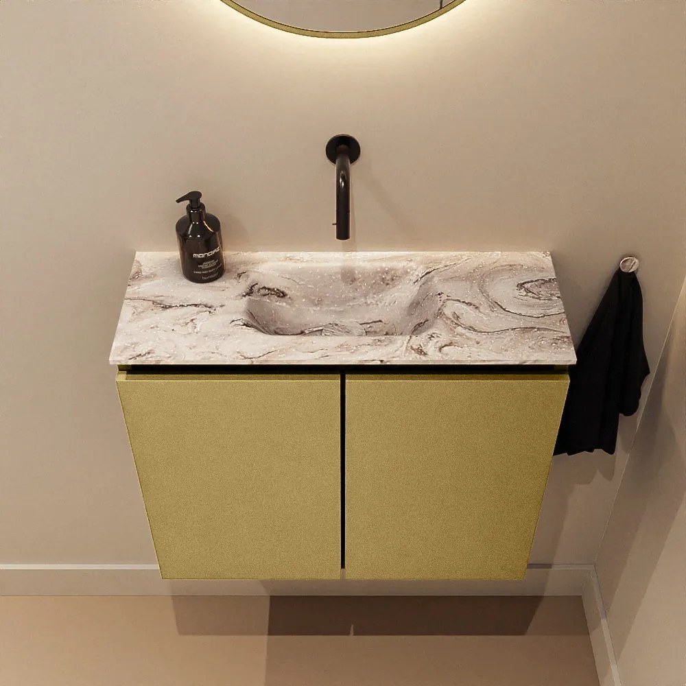 Mondiaz Ture DLux toiletmeubel 60cm oro met wastafel glace midden zonder kraangat