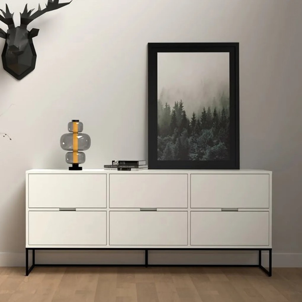 Tenzo Lipp Scandinavisch Dressoir Wit - 176x43x76cm.