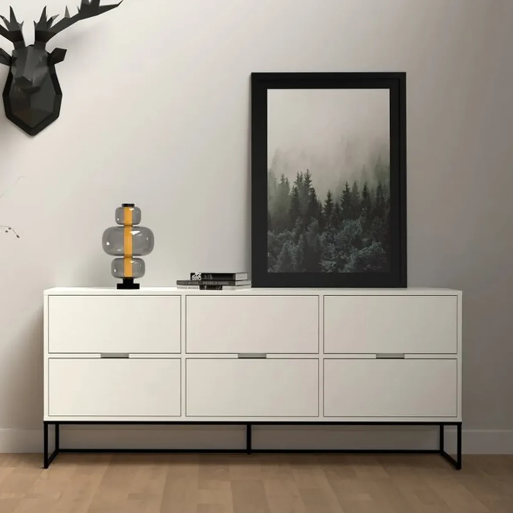 Tenzo Lipp Scandinavisch Dressoir Wit - 176x43x76cm.