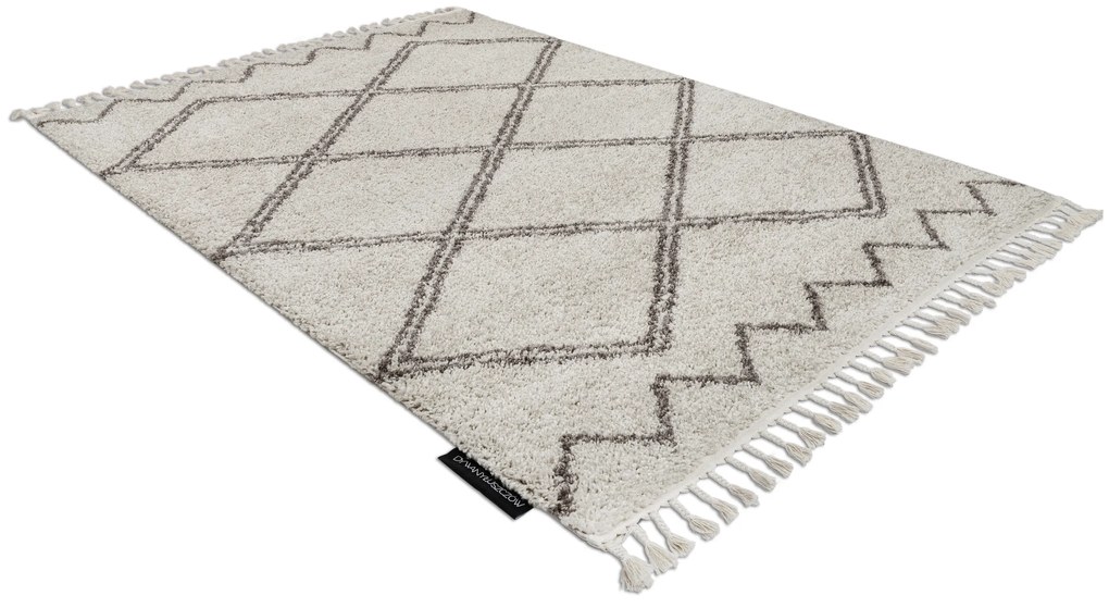 Tapijt BERBER ASILA B5970 crème / bruinrand ,  Barber , marokkaanse shaggy