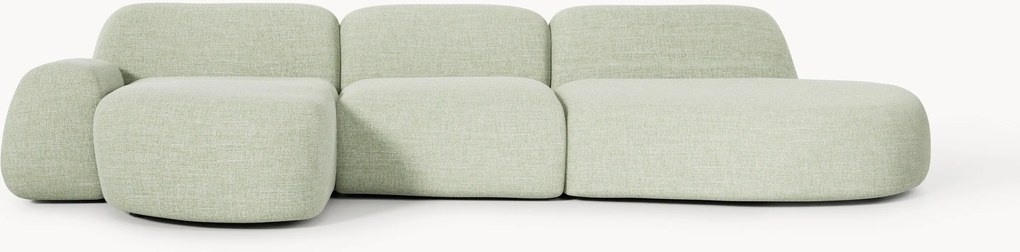Modulaire bouclé hoekbank Wolke (4-zits) met chaise longue