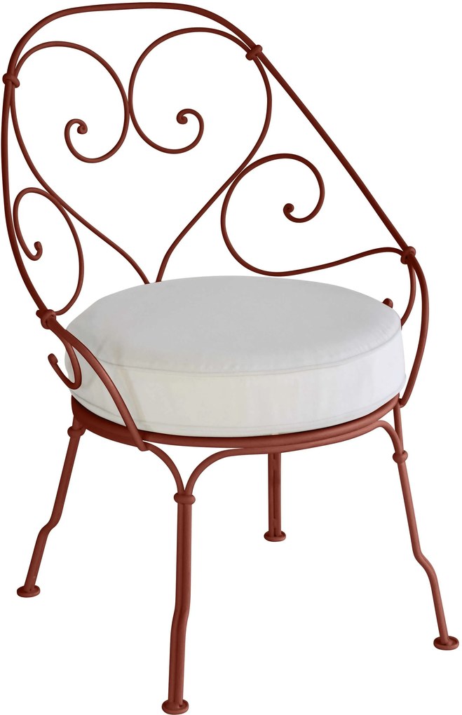 Fermob 1900 fauteuil met off-white zitkussen Red Ochre