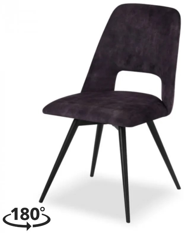 Eetkamerstoel - Malmo - Draaibaar - stof Velours Adore Donkergrijs