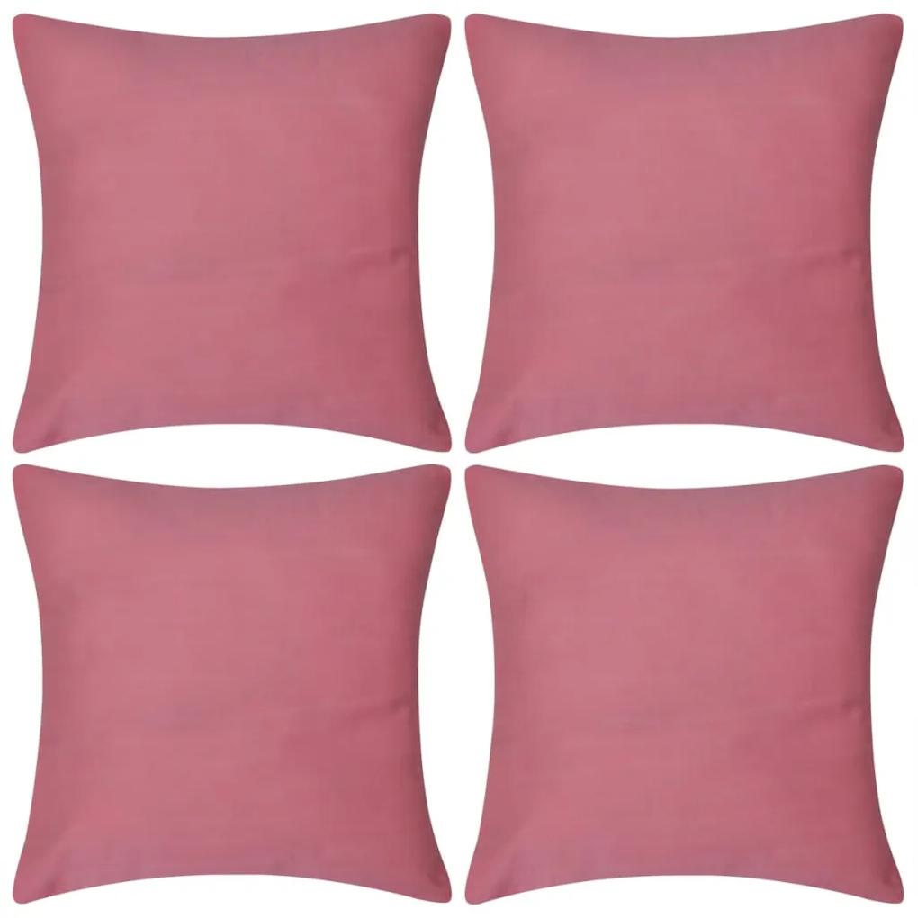 vidaXL Kussenhoezen katoen 50 x 50 cm roze 4 stuks