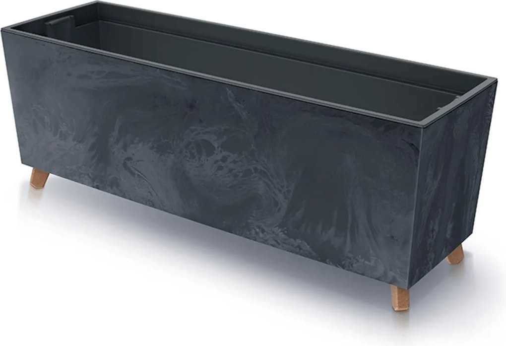 Prosperplast Urbi Case Beton Effect Bloempot - 77 x 23.5 x 30 cm - Antraciet - Inclusief binnenbak