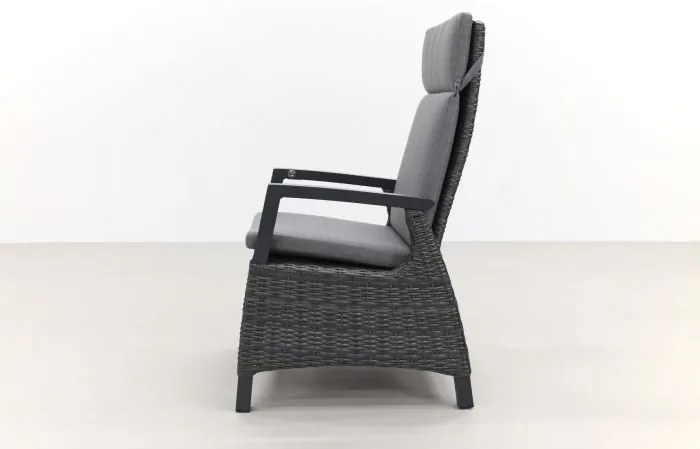 Darwin/Kings 6-persoons wicker verstelbare tuinset 220x100 cm. - Antraciet/Houtlook