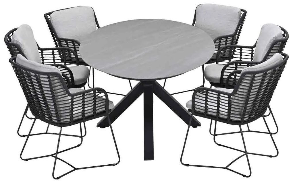 Garden Impressions Fabrice tuinset 7-delig - Scot tuintafel Napoli sand 230x115 cm