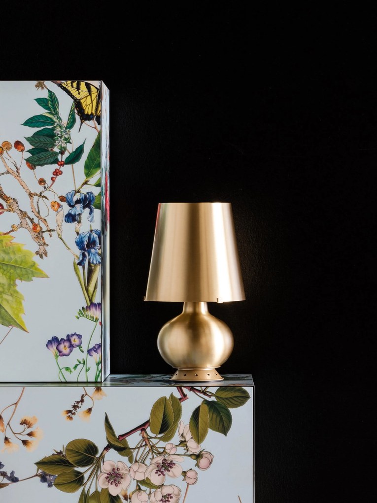 Kleine dimbare tafellamp Fontana van messing, handgemaakt