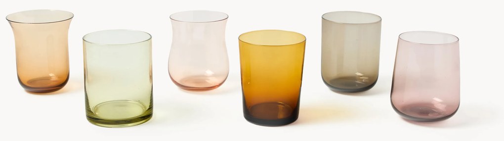 Mondgeblazen tumblers Diseguale in verschillende kleuren en vormen, 6-delig