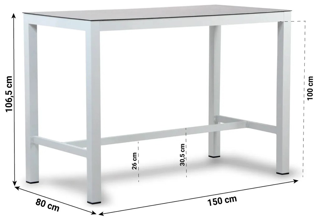 Barset 4 personen  Aluminium/Outdoor textiel Wit Lifestyle Garden Furniture Rome/Brandon