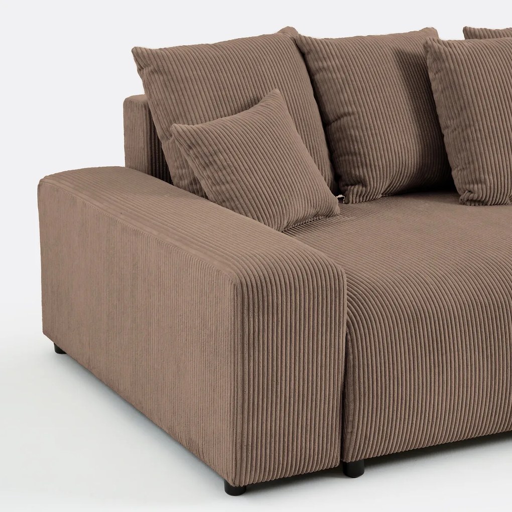 Omvormbare hoekbank met koffer, ribfluweel, LOMI