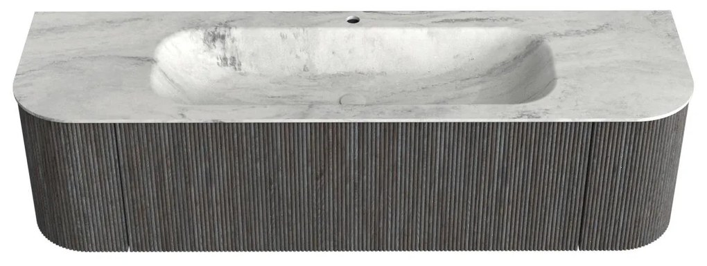 Mondiaz Kurve-dlux 160cm badmeubel ronding links/rechts shadow met 1 lade en 2 deuren en wastafel big medium midden 1 kraangat opalo