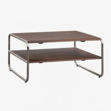 Acaciahouten Salontafel Met Roestvrijstalen Frame Altrex 60 X 60 Cm & Donker Acaciabruin - Sklum