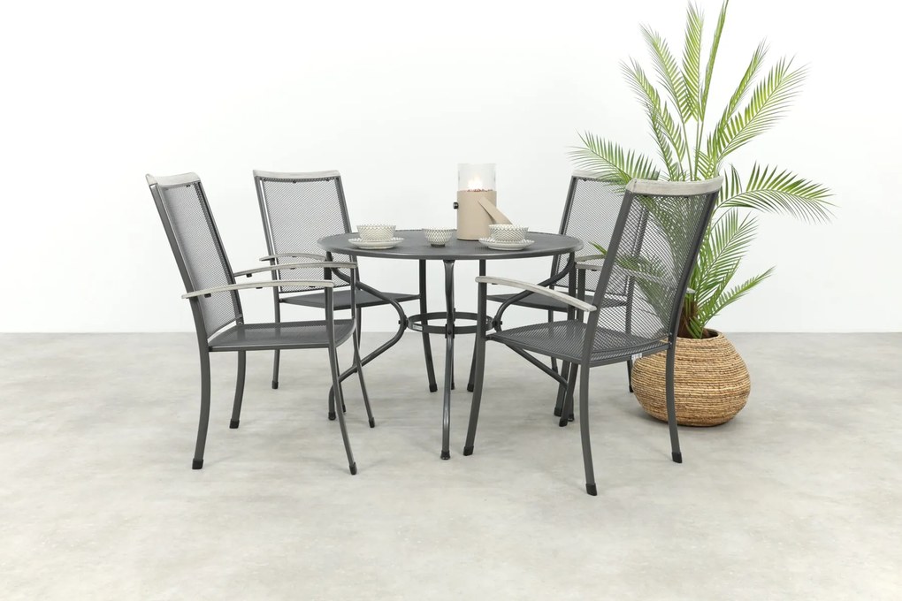 Balero ronde stapelbare bistroset strekmetaal Ø105 cm. - Antraciet