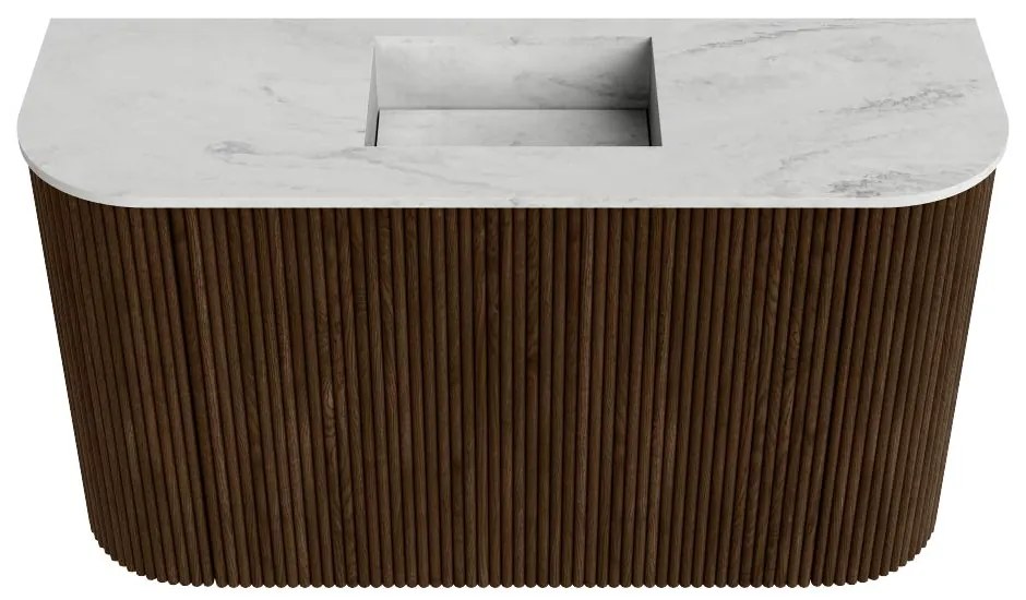 Mondiaz Joya DLux 75cm toiletmeubel ronding links/rechts walnut met wastafel faye midden zonder kraangat opalo