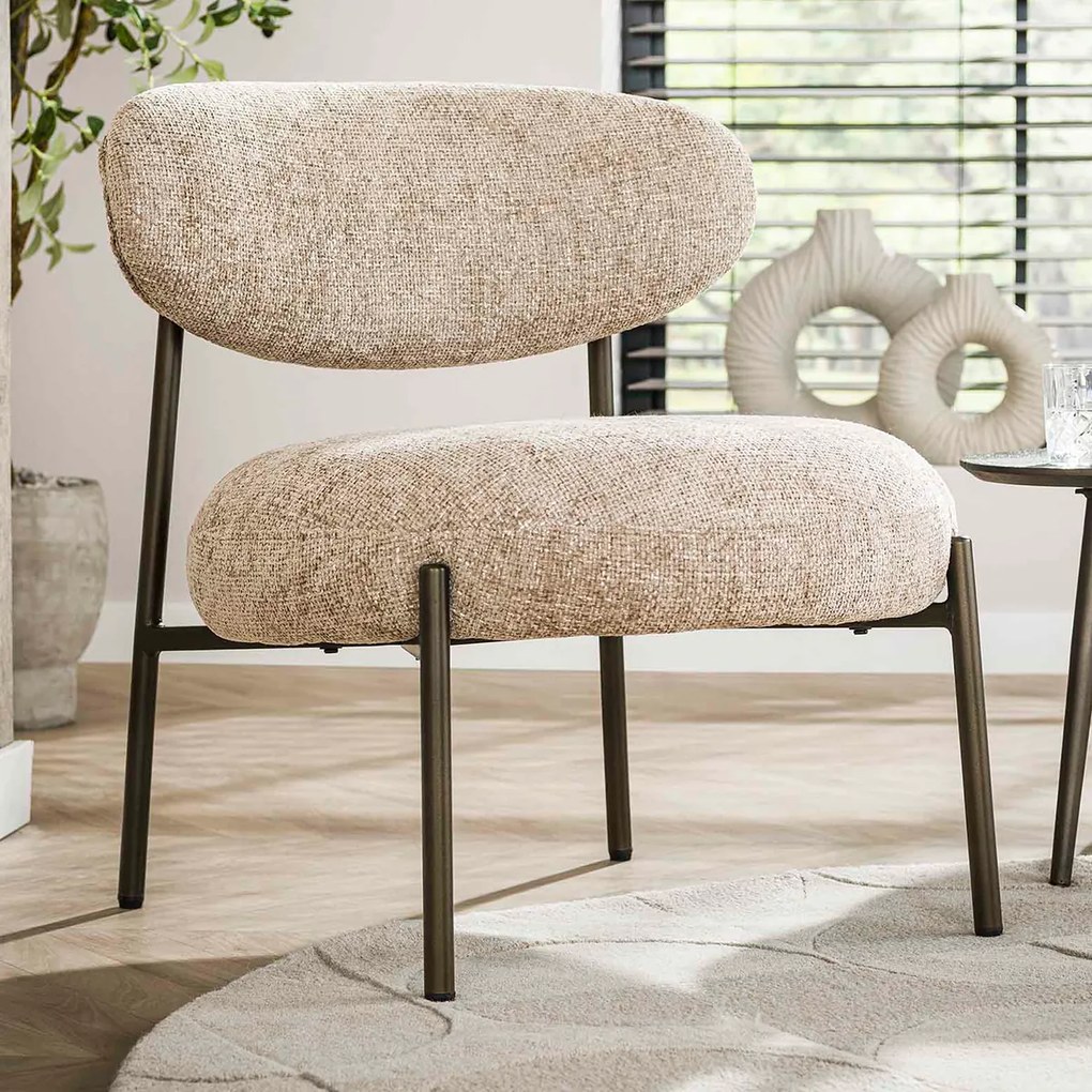 Zandkleur Fauteuil Met Ronde Zitting