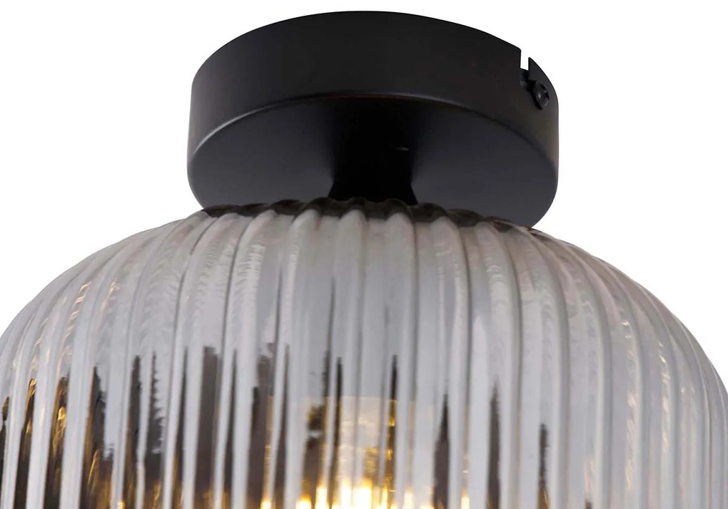 Smart plafondlamp zwart met smoke glas incl. Wifi A60 - Karel