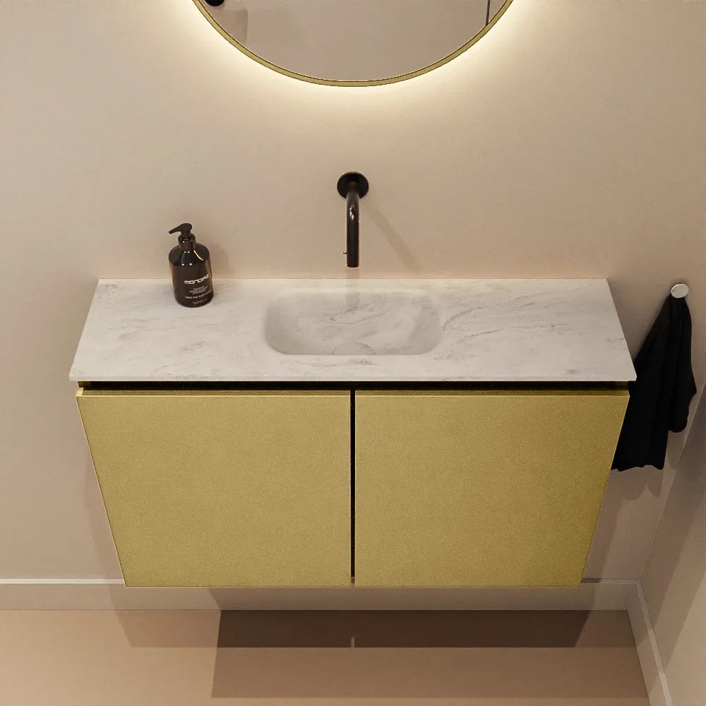 Mondiaz Ture DLux toiletmeubel 80cm oro met wastafel opalo midden zonder kraangat