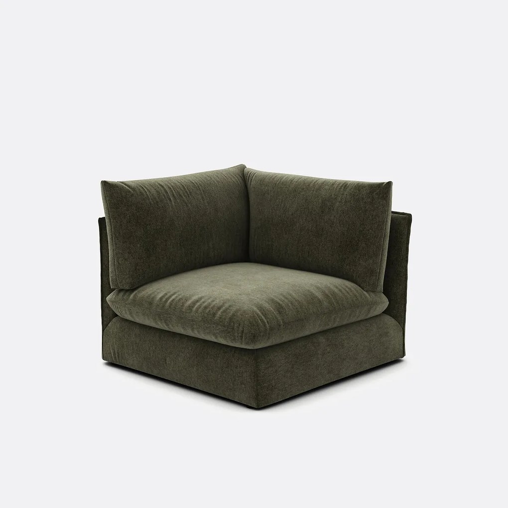 Hoekelement voor modulaire bank, in gemêleerd polyester, Malo