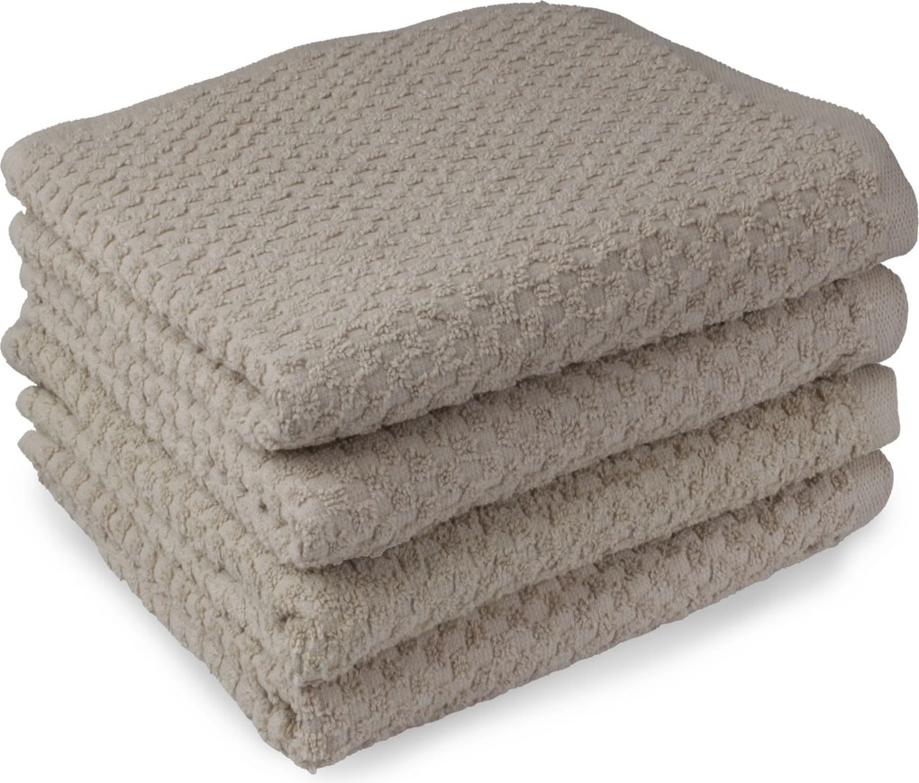 Handdoek Popcorn Collectie– 4 stuks – 70×140 – taupe
