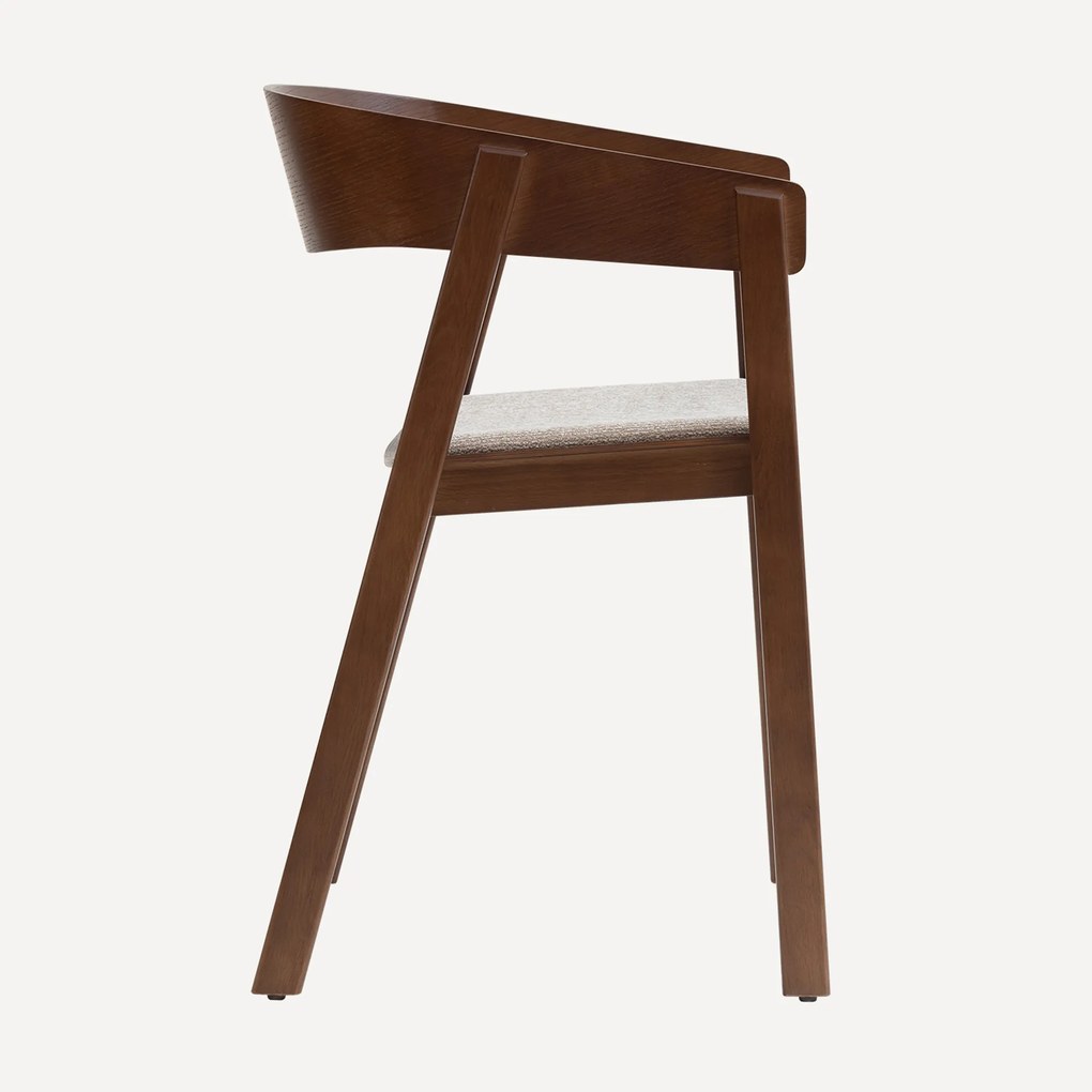 Walnoot Eetkamerstoel Met Beige Stof