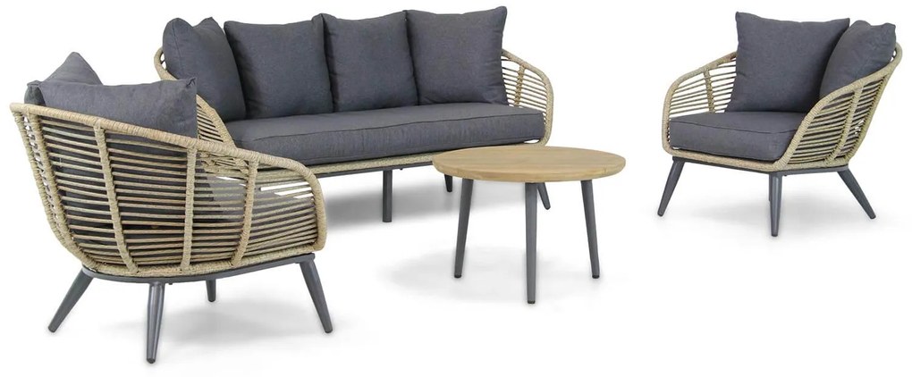 Stoel en Bank Loungeset 5 personen Wicker Taupe  Coco Coco Leonardo