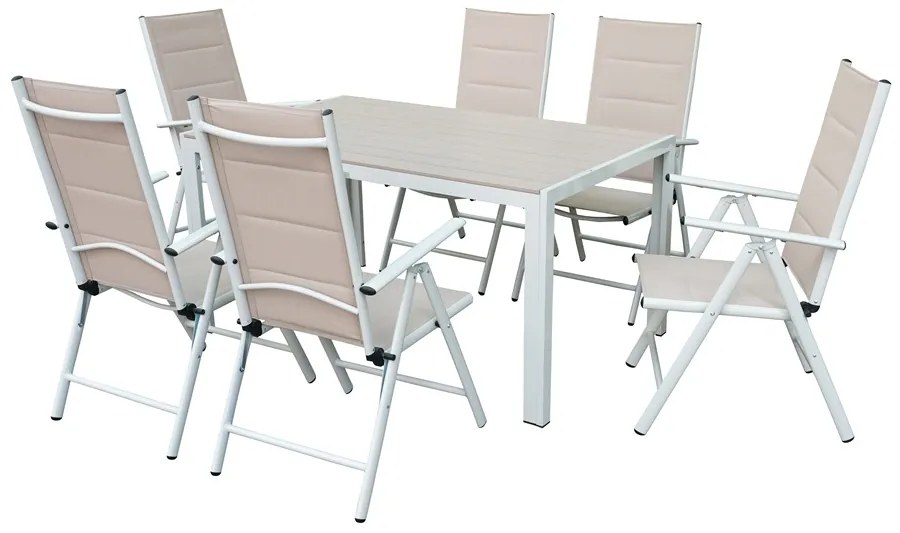 Verona polywood aluminium tuinset voor 6 personen Garden Point beige