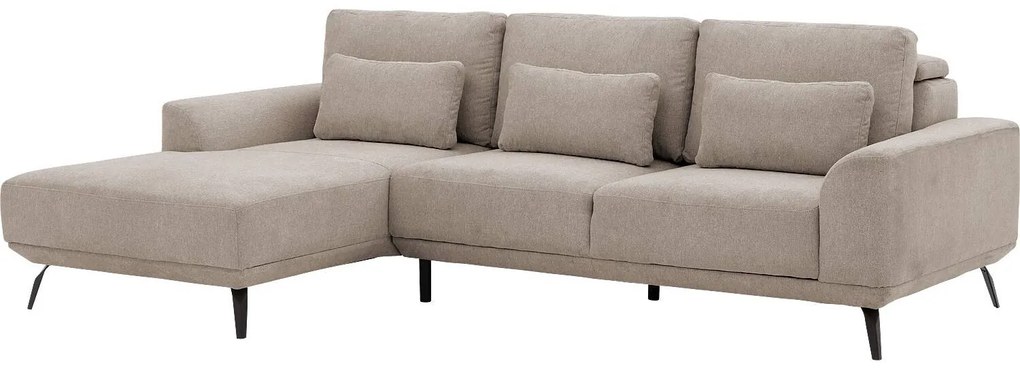 Goossens Excellent Bank Princess Met Elektrisch Uitschuifbaar Zitvlak beige, stof, 2,5-zits, elegant chic met chaise longue links