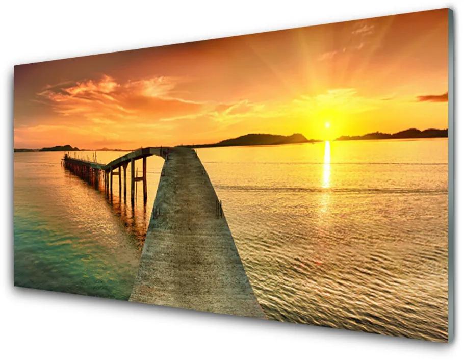 Print op plexiglas Zon landschap sea bridge 100x50 cm